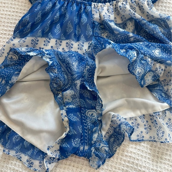 Show Me Your Mumu Riri Teacups Tulips Sz Small Blue White Floral Romper - Picture 7 of 9
